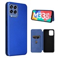 Samsung Galaxy M33 Läppäkotelo - Hiilikuitu - Sininen