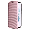 Samsung Galaxy S22+ 5G Flip Lompakkokotelo - Hiilikuitu - Ruusukulta