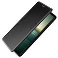 Sony Xperia 1 IV Lompakkokotelo - Hiilikuitu - Musta