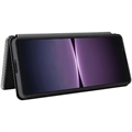 Sony Xperia 1 V Lompakkokotelo - Hiilikuitu - Musta