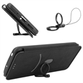 Sony Xperia 10 V Flip Lompakkokotelo - Hiilikuitu - Musta