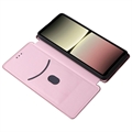 Sony Xperia 10 V Flip Lompakkokotelo - Hiilikuitu - Ruusukulta