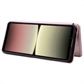 Sony Xperia 10 V Flip Lompakkokotelo - Hiilikuitu