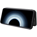 Xiaomi 12T/12T Pro Flip Lompakkokotelo - Hiilikuitu - Musta