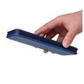 iPhone 14 Pro Flip Lompakkokotelo - Hiilikuitu - Sininen