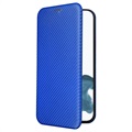 iPhone 14 Pro Flip Läppäkotelo - Hiilikuitu - Sininen