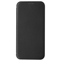 iPhone 15 Pro Max Flip Lompakkokotelo - Hiilikuitu - Musta