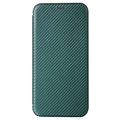 iPhone 15 Pro Max Flip Lompakkokotelo - Hiilikuitu - Vihreä