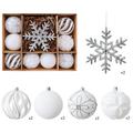 Flokattu joulupallo-/lumihiutale-koristesetti – 8 cm/16 cm – 10 kpl – valkoinen