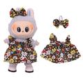Kukkainen juhlamekko ja rusettisolmu otsanauha Labubu Mini Figure 17cm
