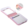 Samsung Galaxy Z Flip5 Floral Print Suojakotelo Hihnalla - Pinkki