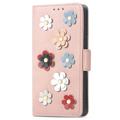 Flower Decor Series Sony Xperia 10 IV Lompakkokotelo - Ruusukulta