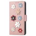 Flower Decor Series iPhone 14 Pro Lompakkokotelo - Ruusukulta