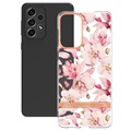 Flower Series Samsung Galaxy A33 5G TPU Kotelo - Pinkki Gardenia