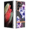 Flower Series Samsung Galaxy S22 Ultra 5G TPU Kotelo - Violetti Begonia