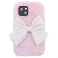 Fluffy Plush iPhone 13 Mini Hybridikotelo - Pinkki