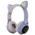 Taitettavat Bluetooth Cat Ear Kids Kuulokkeet - Sininen