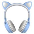 Taitettavat Bluetooth Cat Ear Kids Kuulokkeet - Sininen
