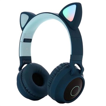 Taitettavat Bluetooth Cat Ear Kids Kuulokkeet - Vihreä