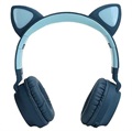 Taitettavat Bluetooth Cat Ear Kids Kuulokkeet - Vihreä