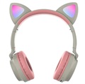 Taitettavat Bluetooth Cat Ear Kids Kuulokkeet - Khaki