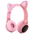 Taitettavat Bluetooth Cat Ear Kids Kuulokkeet - Vaaleanpunainen