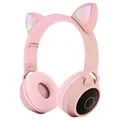 Taitettavat Bluetooth Cat Ear Kids Kuulokkeet - Vaaleanpunainen