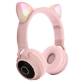 Taitettavat Bluetooth Cat Ear Kids Kuulokkeet - Vaaleanpunainen