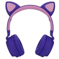 Taitettavat Bluetooth Cat Ear Kids Kuulokkeet - Violetti