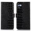Crocodile Samsung Galaxy A04e Lompakkomallinen Nahkakotelo kanssa RFID - Musta