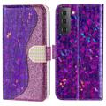 Croco Bling Series Samsung Galaxy S23+ 5G Lompakkokotelo - Violetti