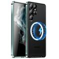 Galvanoitu Magneettinen Samsung Galaxy S23 Ultra 5G Hybridikotelo - Vihreä