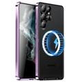 Galvanoitu Magneettinen Samsung Galaxy S23 Ultra 5G Hybridikotelo - Violetti