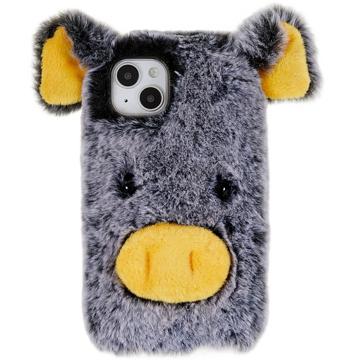 Fluffy Plush iPhone 14 Hybridikotelo - Harmaa Sika