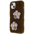 Fluffy Flower Sarja iPhone 14 TPU Suojakuori - Ruskea