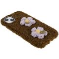 Fluffy Flower Sarja iPhone 14 TPU Suojakuori - Ruskea