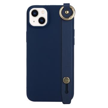Candy Color iPhone 14 Plus TPU Suojakuori Käsihihnalla - Tummansininen