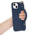 Candy Color iPhone 14 Plus TPU Suojakuori Käsihihnalla - Tummansininen
