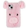 Fluffy Plush iPhone 14 Plus Hybridikotelo - Pinkki Sika