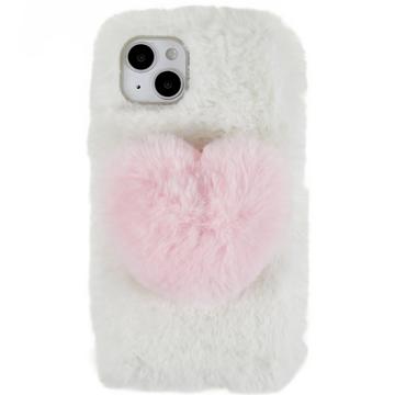 Plush Heart iPhone 14 Plus TPU Suojakuori - Valkoinen