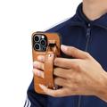 iPhone 14 Pro Suojakuori Rannehihnalla ja Korttipaikka - Krokotiili - Pinkki