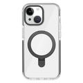 iPhone 15 Yhteensopiva MagSafe TPU + akryyli hybridi asia Iskunkestävä kirkas puhelin takakuori potkukiinnikkeellä - musta