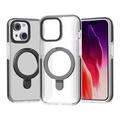 iPhone 15 Plus Anti-scratch TPU + Akryyli Puhelin Takakotelo Yhteensopiva MagSafe Kickstand Clear Phone Cover - Musta