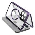iPhone 15 Pro Max Asia Kaksipuolinen HD karkaistu lasi puhelin suojakotelo yhteensopiva MagSafe - Violetti