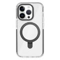 iPhone 15 Pro TPU + akryyli läpinäkyvä puhelin asia Metal Ring Kickstand Cover yhteensopiva MagSafe - musta