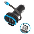 Forever CC-02 MicroUSB Autolaturi 2:lla USB-Portilla - 3A - Musta / Sininen