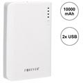 Forever TB-012 Kaksois-USB Varavirtalähde - 10000mAh - Valkoinen / Harmaa