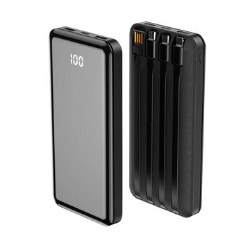 Forever TB-411 All-in-1 Power Bank 10000mAh - USB-C, USB-A, Lightning, microUSB - Musta