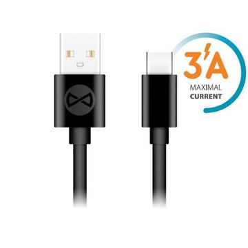 Forever USB-A USB-C-kaapeli - 1m, 3A - musta