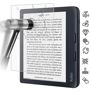 Kobo Libra 2 Täyden Kattavuuden Panssarilasi - 9H, 0.3mm - Läpinäkyvä